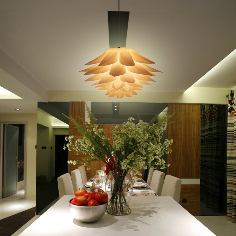 Lightingsky DIY IQ Jigsaw Puzzle Toy Lotus Flower Lamp Shade Ceiling Pendant for Room Decoration (White-2 Pack) - Image 5